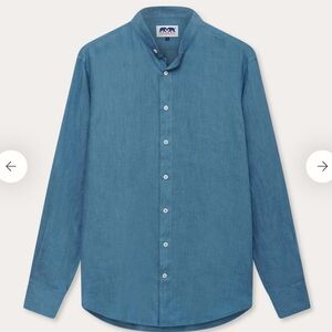 Love Brand & Co Men's Elephant Palace Blue Maycock Linen Shirt,Blue, Size M,BNWT